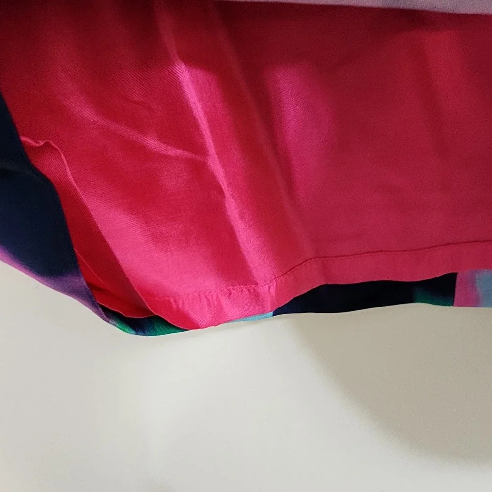 Kate Spade navy with neon tie dye exposed pink zipper shift dress woman's size 6